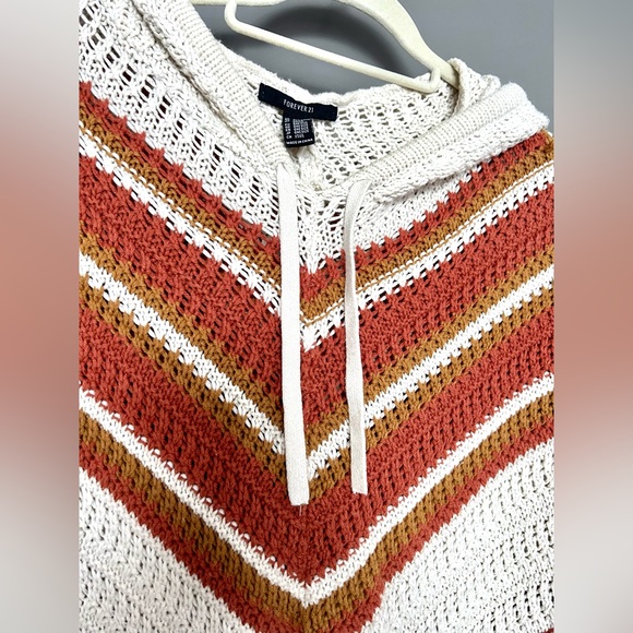 Knit Hooded Poncho Sweater With Hood - Picture 3 of 4